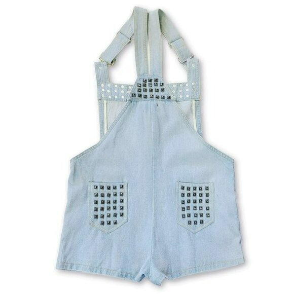 NWT POL Denim Studded Overall Side Pockets Shorts - Picture 8 of 11